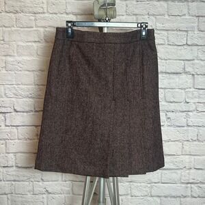 Ann Taylor Wool-Blend Herringbone Skirt Brown Size 6 NWT